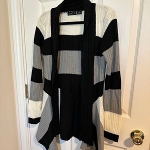 Womens Long Sleeve Waterfall Winter Cardigan Colorblock Size Medium